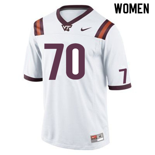 Women #70 Parker Clements Virginia Tech Hokies College Football Jerseys Sale-White